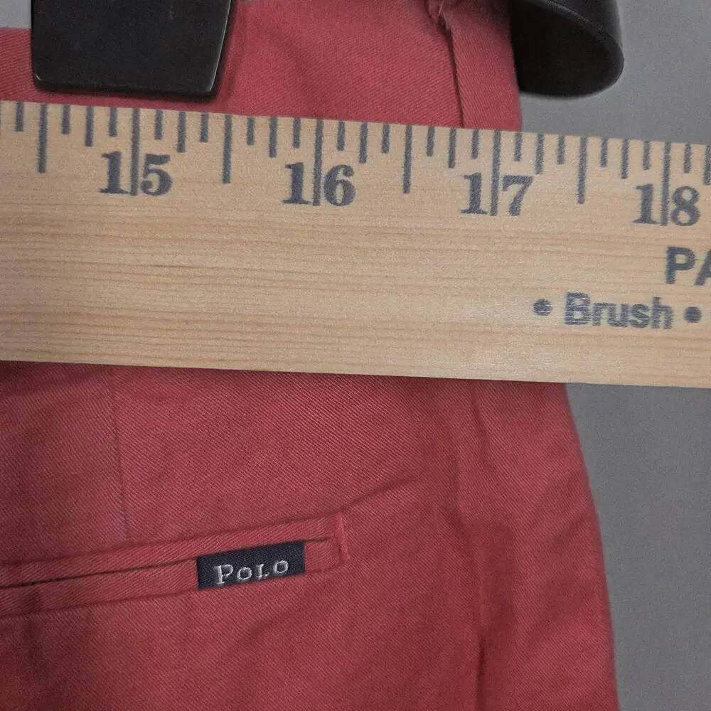 Polo Ralph Lauren Mens Shorts Red Stretch Classic Fit Flat Front Chino‎ Size 34